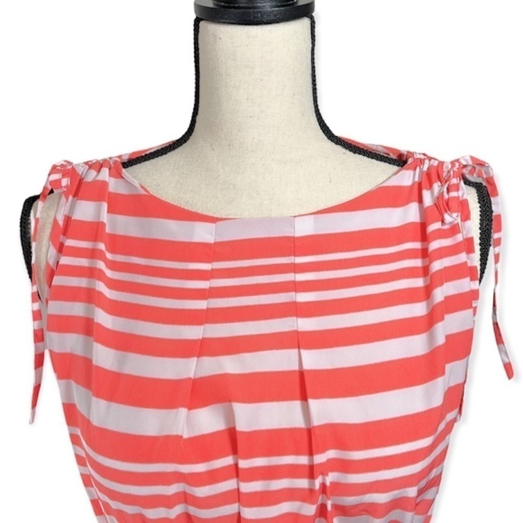 Geri G. Orange and White Tie Shoulder Striped Dress sz M - Picture 5 of 13